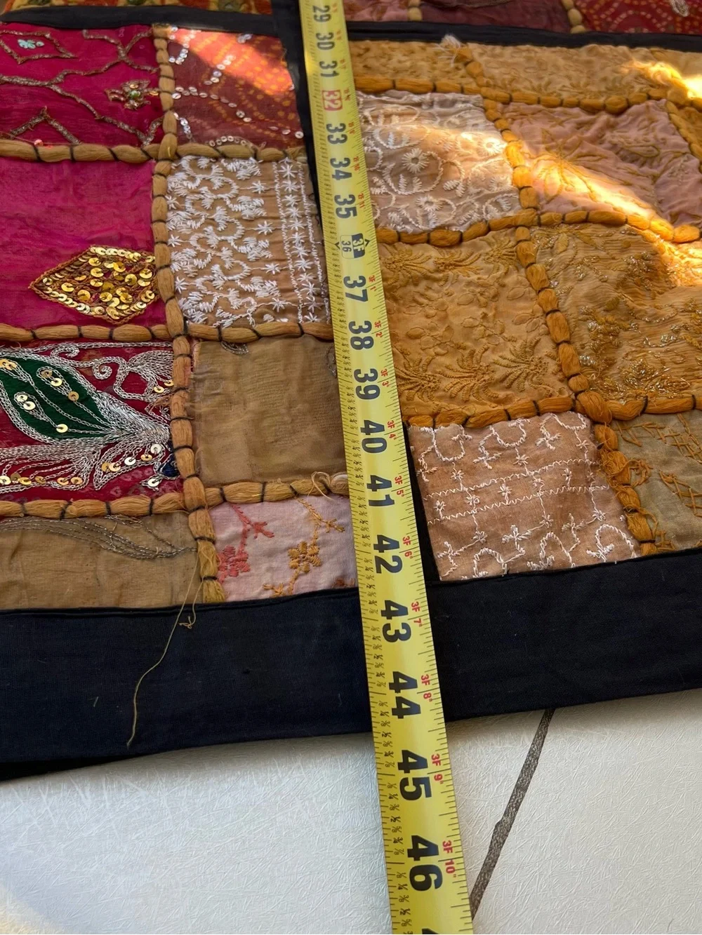 Vintage Pier 1 Imports Indian Patchwork 2000s Y2K Boho Boho Embroidered Wall Art